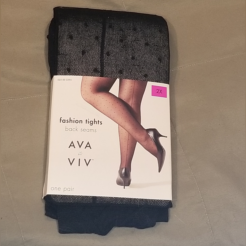 Ava & Viv Black Sheer Polka Dot Tights with Back Seams
